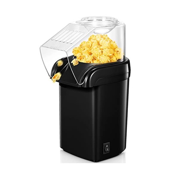 Machine a Pop corn à Air Chaud 1200W,Ménages, Poping Rapide En 2 Minutes,Sans Graisse Ni Huile,Incl. CuillèRe à Mesurer De Ma