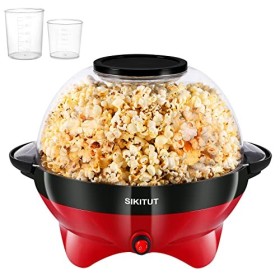 SIKITUT Machine a Pop Corn, Machine à Popcorn pour la Maison, avec Revêtement Antiadhésif et Surface Chauffante Amovible, 5L,