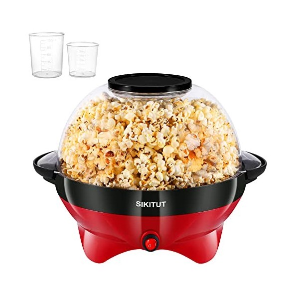 SIKITUT Machine a Pop Corn, Machine à Popcorn pour la Maison, avec Revêtement Antiadhésif et Surface Chauffante Amovible, 5L,
