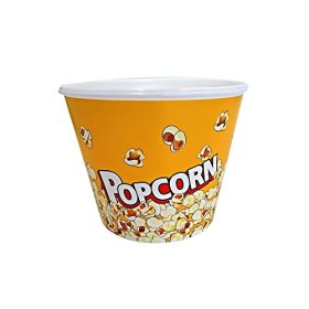 Panier à popcorn - Style rétro - Grand bac à popcorn - Accessoire réutilisable pour home cinéma 2,2 L, jaune 