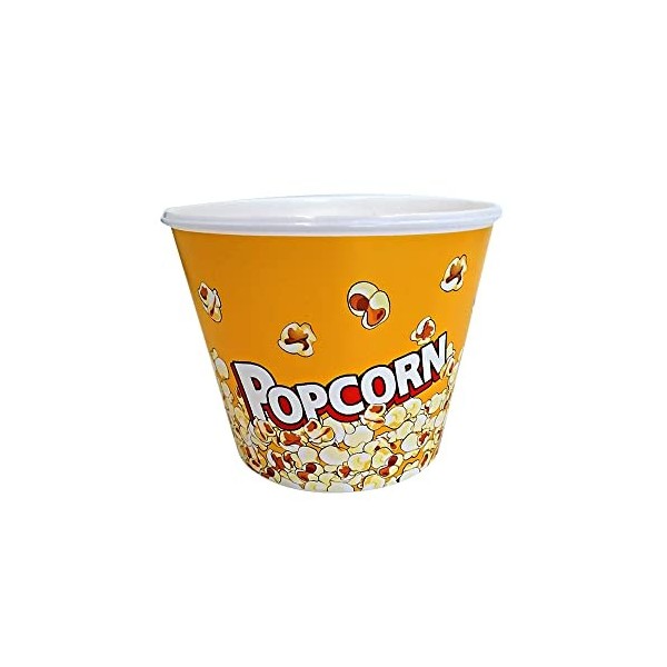 Panier à popcorn - Style rétro - Grand bac à popcorn - Accessoire réutilisable pour home cinéma 2,2 L, jaune 