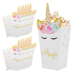 INHEMING Popcorn Boîtes,Licorne Popcorn Conteneurs,Bonbons Gâteries Conteneur pour Enfants Anniversaire Licorne à Thème Party