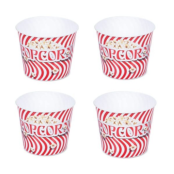 Secen London – Lot de 4 corbeilles à popcorn Movie Time panier à popcorn rouge 