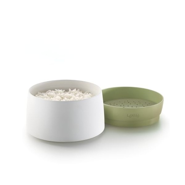 Lékué - Récipient pour préparer Quinoa, Riz et céréales, Vert & Popcorn Maker Silicone Pliable