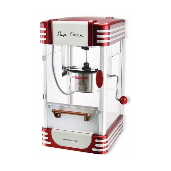 emerio Machine à Pop-Corn POM-120650, récipient antiadhésif, Convient également pour Les Pop-Corn sucrés ou salés, 360 W, Rou