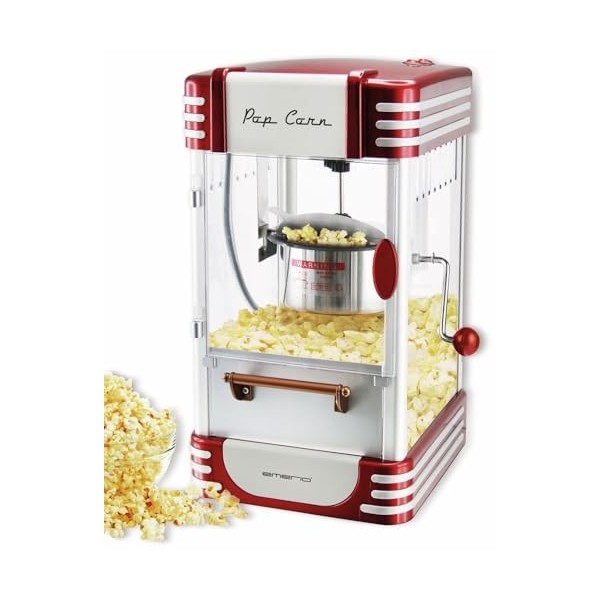 emerio Machine à Pop-Corn POM-120650, récipient antiadhésif, Convient également pour Les Pop-Corn sucrés ou salés, 360 W, Rou