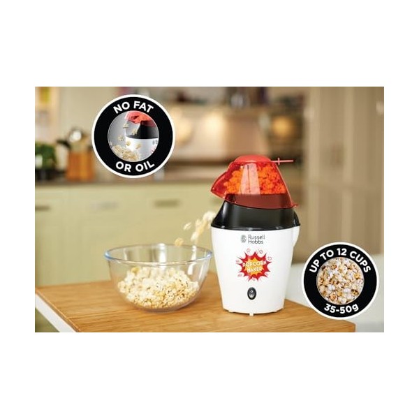 Russell Hobbs Machine à pop-corn [Cuisine saine: Sans graisse ni Huile] Fiesta 1200W, grande capacité, facile à nettoyer, cu