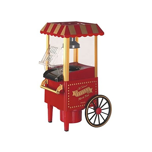 SOGO SS-11330 Chariot à Pop-Corn Antique à air Chaud sans Huile, Plastique, Rouge, 41,4 x 26,2 x 21 cm