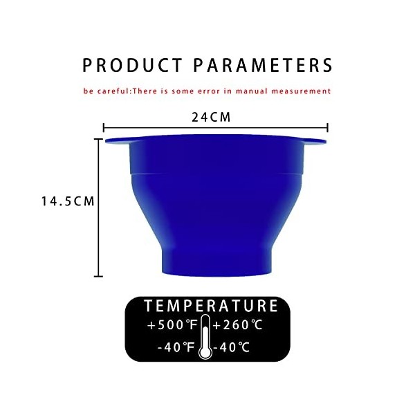 Intirilife Popcorn Maker réutilisable en silicone pour le micro-ondes, bol pliable avec couvercle en Bleu - 24 x 20 x 6 14.5