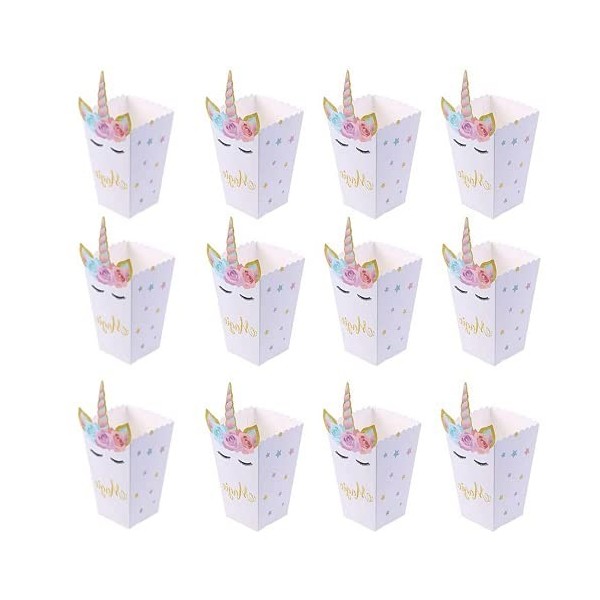 Meet-shop Popcorn Boîtes,Boîte à Popcorn 12PCS Licorne Popcorn Conteneurs Partie Carton Bonbon Conteneur Fête Boites Cadeaux 