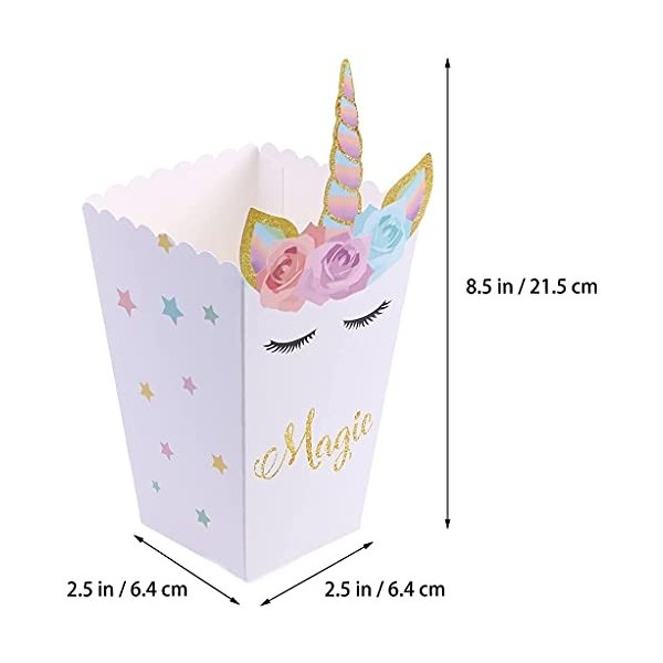 Meet-shop Popcorn Boîtes,Boîte à Popcorn 12PCS Licorne Popcorn Conteneurs Partie Carton Bonbon Conteneur Fête Boites Cadeaux 