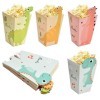 24 Pièces Boîtes de Popcorn, Sacs de Pop-Corn en Papier Dinosaure Mignon, 11,5x7x5cm Conteneur de Bonbons en Carton, Petites 