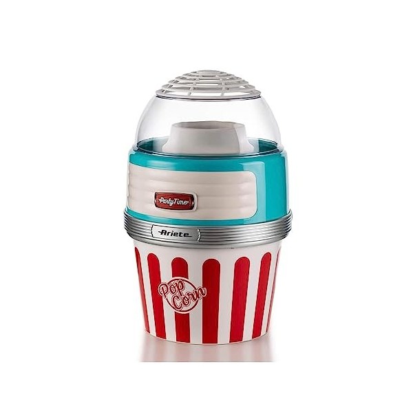 Ariete 2957 Machine à popcorn XL Party Time, Appareil à popcorn, 1.100 W, cuisson à air chaud, bol amovible, bleu