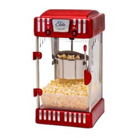 Elite Gourmet EPM-250 Machine à popcorn classique à poser, style rétro/fête foraine, capacité 74 ml, pour soirée cinéma, rou