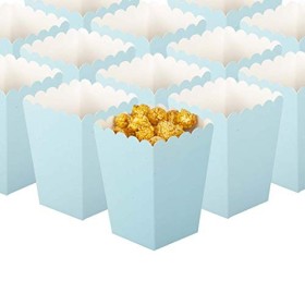 GAKA FAVOR Paquet de 24 Petites Boîtes à Pop-Corn Bleu Clair,Boite Pop Corn Bonbons Conteneur,Boîtes à Maïs Soufflé en Papier