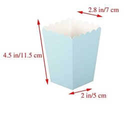 GAKA FAVOR Paquet de 24 Petites Boîtes à Pop-Corn Bleu Clair,Boite Pop Corn Bonbons Conteneur,Boîtes à Maïs Soufflé en Papier