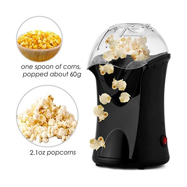 COOCHEER Machine à pop-corn avec verre doseur et couvercle amovible 1200 W