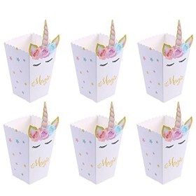 TOYANDONA 12 Pcs Licorne Boîtes de Pop- Corn Pop- Corn Collation Boîtes Bonbons Boîtes Licorne Partie Faveur pour Bébé de Fêt