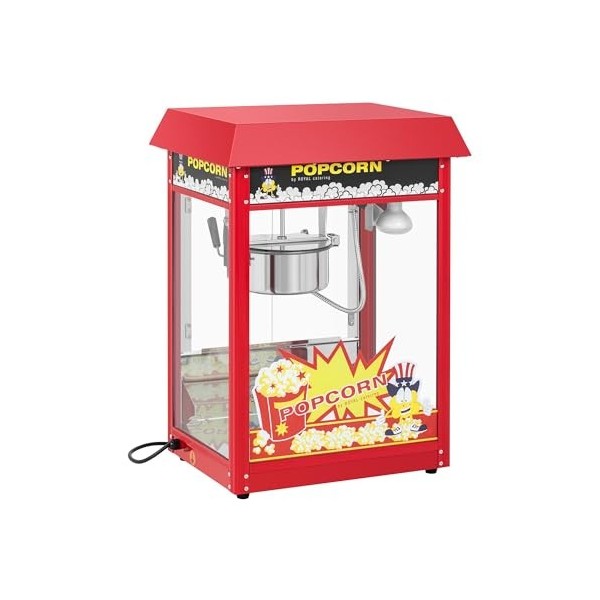 Royal Catering RCPS-16E.3-2F Machine à pop-corn design rétro 195 °C / 235 °C 2 températures pour pop-corn sucré et salé Rouge