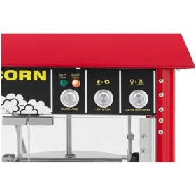 Royal Catering RCPS-16E.3-2F Machine à pop-corn design rétro 195 °C / 235 °C 2 températures pour pop-corn sucré et salé Rouge