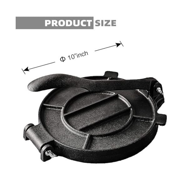 Presse à tortilla, en fonte, 25 cm, machine à tortilla, machine à tortilla, machine à tortilla, presse à tacos lourde, réglab