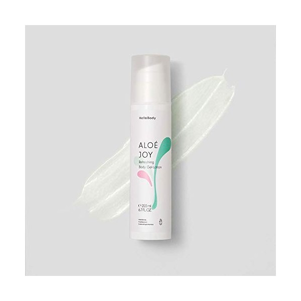 HelloBody ALOÉ JOY 200 ml – Gel-crème vegan – Body lotion à laloe vera – Soin corps rafraîchissant à lacide hyaluronique 