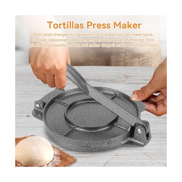 Presse À Tortillas En Fonte, 16,5 Cm Presse À Tortillas Antiadhésive Machine À Faire Des Tortillas Empanada Avec Poignée Plia