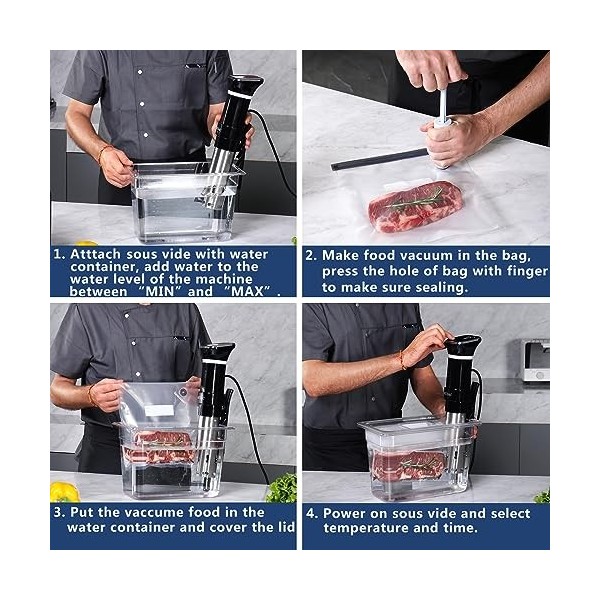 Gudac Cuiseur sous vide de précision, 1100 W, kit de machine sous vide, circulateur dimmersion, avec réservoir deau de 6 L 