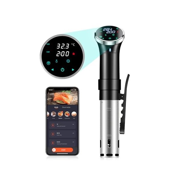 Machine sous vide pour la cuisine, cuisinière sous vide, circulation dimmersion à contrôle tactile de 1100 W avec fonction d