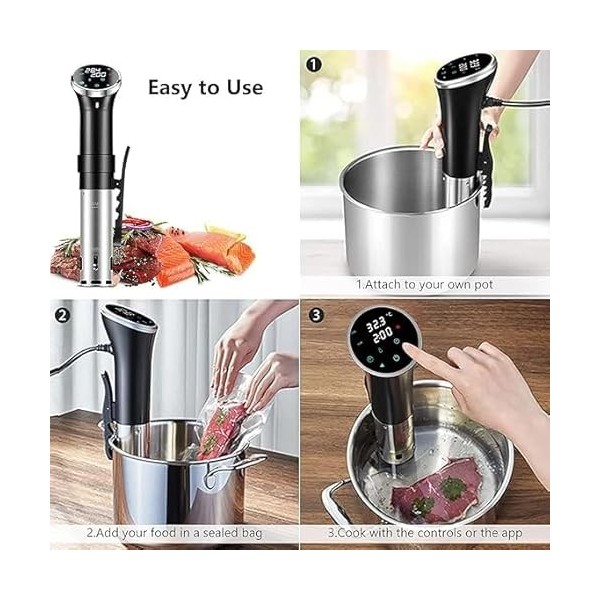 Sous Vide,Cuiseur sous vide grand écran tactile 1100 Watt Cuiseur de précision, thermostats dimmersion, Stick Sous Vide Cuis