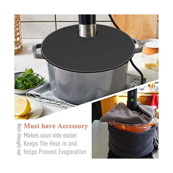 Couvercle Sous Vide en Silicone, Couvercle Sous Vide pour la Cuisson Couvercle Sous Vide en Silicone pour Marmites 1 