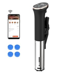 Karinear Thermoplongeur Wi-Fi Cuisson Sous Vide | 1400W Cuiseur Sous Vide | 10-90°C, Minuterie de 1-99 Min | Thermoplongeur C