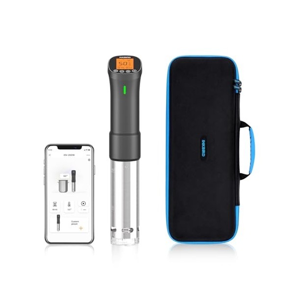 INKBIRD ISV-200W Thermoplongeur Chauffe eau + Boîte de Rangement | Set de WiFi Cuisson Sous Vide avec Étuis en Rigide et PVC 