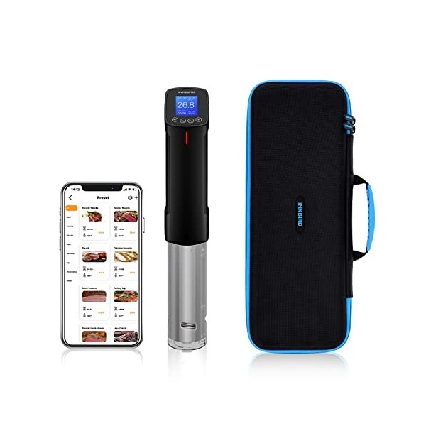 INKBIRD ISV-200W Thermoplongeur Chauffe eau + Boîte de Rangement | Set de WiFi Cuisson Sous Vide avec Étuis en Rigide et PVC ...