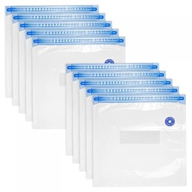 sourcing map Lot de 10 sacs sous vide réutilisables avec valve dair et étiquettes, 22 x 21 cm, sacs de stockage des aliments