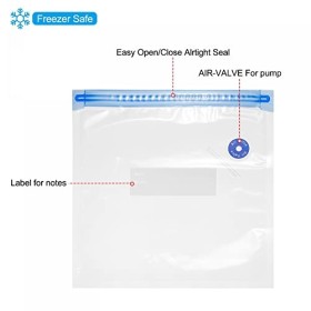sourcing map Lot de 10 sacs sous vide réutilisables avec valve dair et étiquettes, 22 x 21 cm, sacs de stockage des aliments