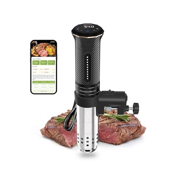 KitchenBoss Thermoplongeur Cuisson Sous Vide WiFi: Cuisson Sous Vide de Contrôle Précis de la Température, Cuisinière Thermos