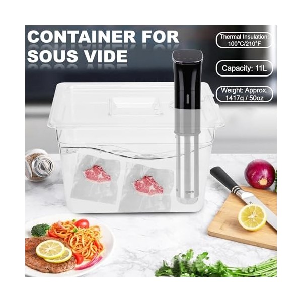LenTLy Récipient sous Vide à Charnière Pliable 11L, Chauffage Rapide, calibré, Durable, avec Couvercle pour Cuiseur Culinaire