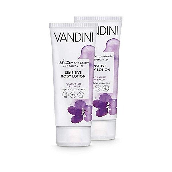 VANDINI Senstitive Body Lotion Femme à la fleur de violette & lait de riz - lotion corps peaux sensibles et délicates - Végan