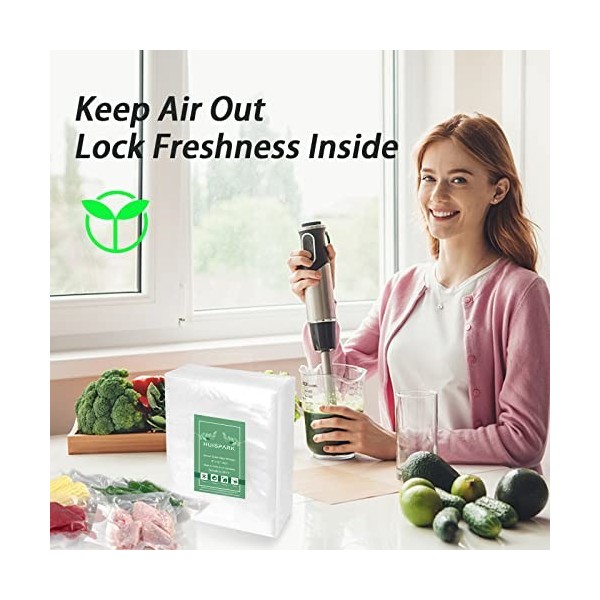 HUISPARK Sacs sous Vide, 20×30 cm pour la conservation des aliments et la cuisson sous vide, Gaufrés Sans BPA et approuvé FDA