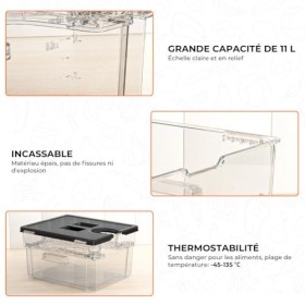 Récipient Sous Vide avec Couvercle Récipient Sous Vide avec Support 11L pour Cuiseur Sous Vide Plusieurs Marques Adaptées Mul