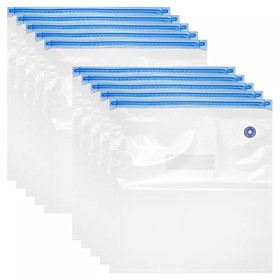 sourcing map Lot de 10 sacs sous vide réutilisables avec valve dair et étiquettes, 34 x 30 cm, sacs de stockage des aliments