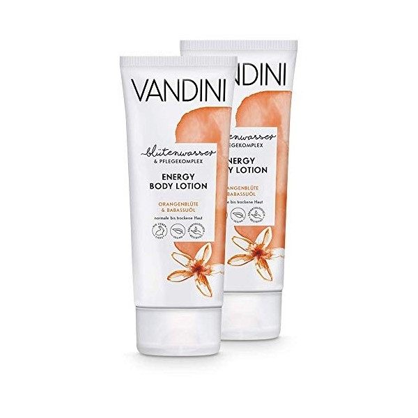 VANDINI Energy Body Lotion Femme à La fleur d oranger & Huile de babassu - lotion pour le corps pour peau normale à sèche - 