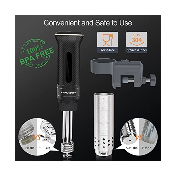 KitchenBoss Thermoplongeur Cuiseur Sous Vide Cuisson Basse Température: G300T Sous Vide Cooker 1100W, Calculateur dImmersion