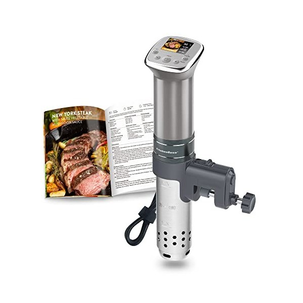 KitchenBoss Cuiseur sous vide : recettes LCD colorées | G321 Silver | Ultra silencieux | Moteur CC sans balais | 1100 W | Éta
