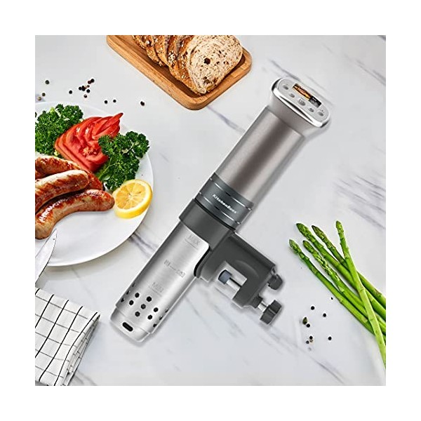 KitchenBoss Cuiseur sous vide : recettes LCD colorées | G321 Silver | Ultra silencieux | Moteur CC sans balais | 1100 W | Éta