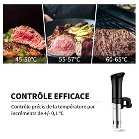 Cuiseur Sous Vide, Thermoplongeur Sous Vide, Circulateur dImmersion de Cuisinière avec 0,1 ℃ Contrôle Précis de la Températu