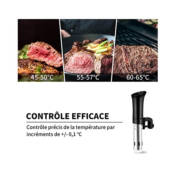 Cuiseur Sous Vide, Thermoplongeur Sous Vide, Circulateur dImmersion de Cuisinière avec 0,1 ℃ Contrôle Précis de la Températu