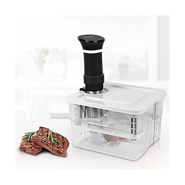 Conteneur Cuisson sous Vide Basse Température avec 1 Couvercle et 1 Grille, 12L, Recipient pour Thermoplongeur Adapté au Cuis