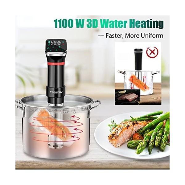 Cuiseur Sous Vide, TEEUCNY 1100w Cuisson Sous Vide, Termoplongeur Sous-Vide Cooker, Calculateur DImmersion De Cuisinière Ave